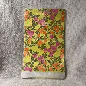 Gibson Paper Table Cover Cloth 54 X 88" Yellow‎ Fruit Strawberry Cherry MCM 70s